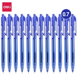 Ballpoint Pens Deli 12 PCSBox Pen 07 MM Office Ball Smoothing Writing Low Viscosity Ink Stationery 230707
