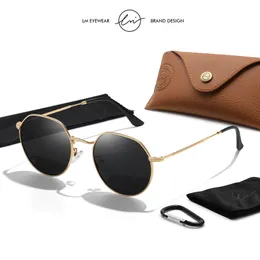 Güneş gözlükleri LM retro polarize kadınlar yuvarlak erkekler ultra hafif metal güneş gözlükleri sürüş UV400 moda unisex gözlük gafas de sol 230707