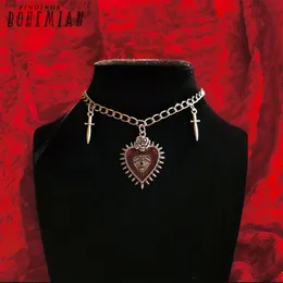 Nici struny Gothic Hip Hop Y2k biżuteria brzoskwinia serce kwiat krzyż wisiorek naszyjniki Vintage miłość miecz oko ciernie Choker dla kobiet dziewczyn Party 230710