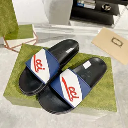 Lyxmärkessko Sommarsandaler Designertofflor Slides Blommig Brokad Flip Flops i äkta läder Man Kvinnor Skor Sandal Enkelt Fritidsskor märke S378 04