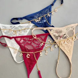 Nabel Klingelknopf Ringe Mode Sexy Spitze Bikini Tanga Bling Kristall Buchstaben Taille Körperkette Schmuck für Frauen Verstellbare Unterwäsche Custom 230710