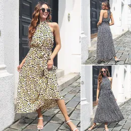 Casual Dresses Sigutan 2023 Spring Summer Fashion Neck Women Dress Sexy Leopard Backless Swing Female Long