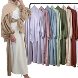 Ropa étnica de alta calidad para mujer, cárdigan de satén con manga de Kimono, Túnica informal, vestido de fiesta de Dubái, vestido musulmán islámico Abaya Kaftan, Vestidos de Ramadán