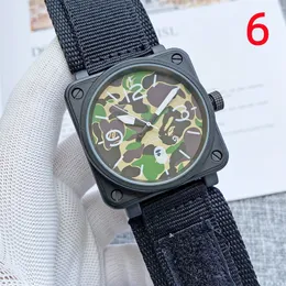 Спортивное оборудование мужское BR Watch Full Function World Time Water Asliess Square Dial Nilon Strap Rap Ross Series