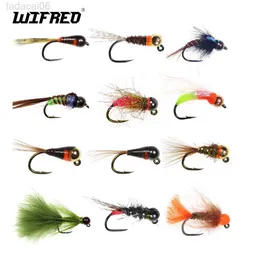 Iscas Iscas Wifreo 6 pçs Tungsten Bead Head Euro Nymph Flies Jig Hook Wet Nymph Fishing Isca Falsa para Truta Grayling Panfish Fly Fishing HKD230710