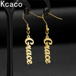 Hoop Huggie 1 Pair Custom Name Drop Earrings for Women Girls Personalized Stainless Steel Gold Plated Letters Dangle Jewelry 230710