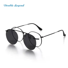 Retro Polarized Sunglasses Magnetic Clip On Sun Glasses Women Men Round Metal Glasses Frame Eyewear gafas de sol mujer UV400