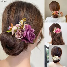 Flores artificiais boêmias enfeites de cabeça pentes de cabelo acessórios para o cabelo de casamento rústico floral de noiva enfeites de cabelo grampos de cabelo CL2598