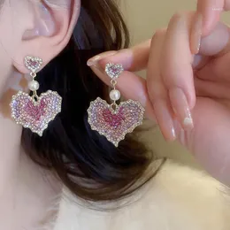 Dangle Ohrringe koreanischer Stil Voller Strass -Gradienten -Wassertropfen für Frauen Luxusdesigner Hochzeit Kurzer Tessel Ohrschmuck