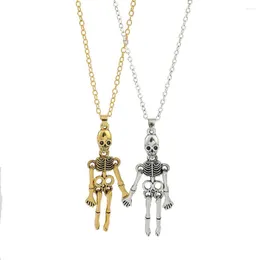 Pendant Necklaces Punk Skeleton Necklace For Couples Gothic Skull Long Chain Hip Hop Party Halloween Festival Jewelry Gifts