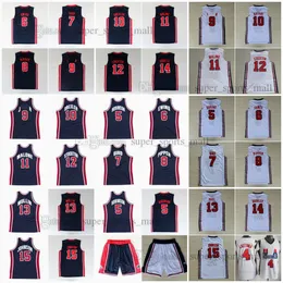 1992 Dream Team Retro Basketball Jerseys 7 Bird 5 Robinson 10 Drexler 8 Pippen 11 Malone 12 Stockton 13 Mullin 15 Johnson14 Barkley 4 Laettner