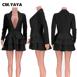 Chic Urban Office Lady Blazer Style Dress White Black Ruffles Hem ...