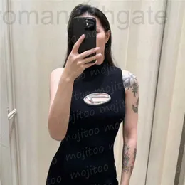 Vestidos tamanho grande designer feminino colete de malha oco letra sexy saias finas senhoras casuais sem mangas vestido de tricô roupas DXLI