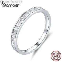 Fedi nuziali Bamoer Autentico anello in argento sterling 925 con zirconi AAA Adatto per fedi nuziali da donna Gioielli dichiarazione di fidanzamento Anel BSR113 Z230711