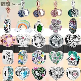 Per i gioielli con ciondoli Pandora 925 accessori con perline di fascino Bracciale Cute Heart Love Sparkling Disc Double Dangle
