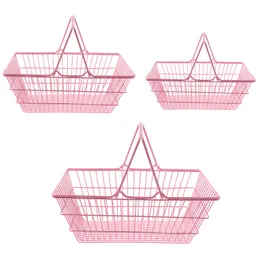 Kitchens Play Food Kids Mini Metal Supermarket Shopping Basket for Kitchen Fruit Vegetable Food Grocery Storage Pretend Play Tools Toy Gifts Pink S 230710