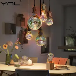 Annat Hemträdgård 3D Färgglad LED-lampa E27 220V Vintage Edison Star Fyrverkeri Julgran Semesternatt Decora inomhusbelysning 230710