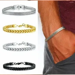 Link Armbänder 6mm Schwarz/Silber/Gold Farbe Hip Hop Rock Hand Hippie Schmuck Kiel Kette Edelstahl armband Für Männer