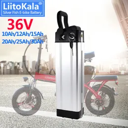 Liitokala 36v 10ah 12ah 20ah シルバーフィッシュリチウム電動自転車バッテリー バッテリーバッテリー 500 ワット 36v 15ah 30ah リチウムイオン電動自転車バッテリー