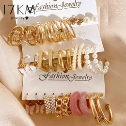 Stud 17 km Perle Twist Creolen Set Schmetterling Acryl baumeln für Frauen Metall hohl vergoldet Ohrring Cartoon Schmuck 230710