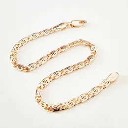 Chain Trendy Bracelet 585 Rose Gold Color Jewelry 19CM Long Copper Wide Cuff Women Bracelets 230710