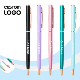 Canetas de esferográfica Macaron Metal Pen Simples Creative Colorful Advertising Gift Custom School Stationery Supplies 230707