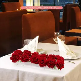 화병 직사각형 아크릴 꽃병 식탁을위한 맑은 꽃 웨딩 장식 발렌타인 데이 선물