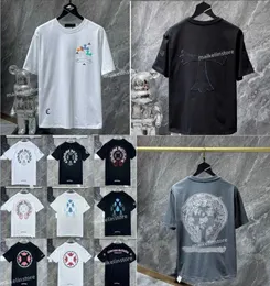 2023Classics Mens Ch Camisetas Coração de Alta Qualidade Marca Crew Pescoço Cromos Mangas Curtas Tops Tees Camisetas Casuais Ferradura Sânscrito Cross Print Chromees Hearts 57zg