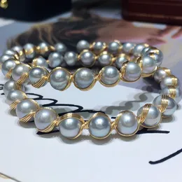 Pulsera de perlas naturales de cadena para mujer, brazalete clásico de perlas de agua dulce, regalo de joyería 230710