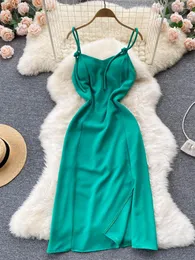 캐주얼 드레스 여름 소매 소매 슬림 바디 컨 스플릿 헴 세련