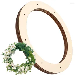 Decorative Flowers Wooden Wreath Ring Round Floral Hoop Catcher With Pre-Cut Holes For Crafts Easter Spring Home Christmas Decor