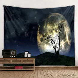 Гобетристы Звездная вселенная Луна Цветочная стена висят гобелен декоративное искусство одеяло занавес дома спальня гостиная украшение R230710