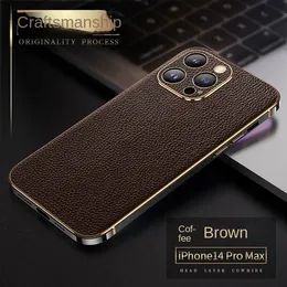 حقيبة مصممة فاخرة من الجلد الأصلي iPhone 15 13 14 Pro Max Case New iPhone 14Pro Plus Lens Coll-Insivel