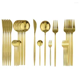 Bestickset Guld Bestickset Fruktkakagaffel Rostfritt Stål Köksservis Bestick Des Silverbestick 6set 30st