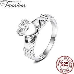 Bröllopsringar Trumium Women's Claddagh Irish Ring 925 Sterling Silver Ring Love Heart Celtic Crown Engagement Wedding Band Free Engraving Z230712