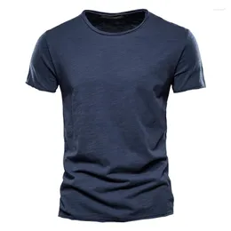 Męskie t-shirty Letnia koszulka z okrągłym wycięciem pod szyją Moda Jednokolorowe Top z krótkim rękawem Bawełna Lekka Casual Rozciągliwy S-5XL 2023 Odzież uliczna