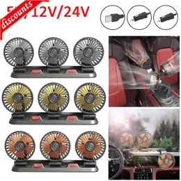 Araba için Yeni Fan Üç Baş Fan USB/12V/24V Soğutma Havası Küçük Kişisel Fan 2 Hızlar Kamyon Araç Gemi için Elektrik Fan Van