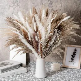 Decorative Flowers Small Dried Flower Bouquet Whisk Pampas Grass Rabbittail