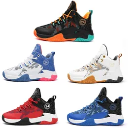 2023 kid basketball shoes boy girl breathable white blue black orange red golden mens trainers outdoor sports