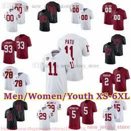 2023 Custom S-6xl NCAA Stanford kardynał piłkarski koszulka futbolowa 21 Kendall Williamson 81 Brycen Tremayne 6 Elijah Higgins 29 Terian Williams 17 Kyu Blu Kelly 3 Levani Damuni