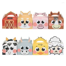 Gift Wrap 2PCS Farmland Animal Candy Boxes Carton Cow Pig Biscuit Packaging Box Kids Farm Themed Birthday Party Supply DIY Gifts