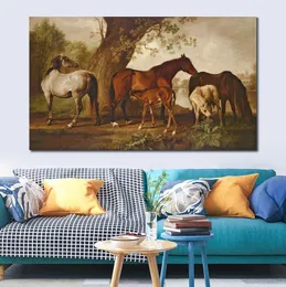 Classical Countryside Canvas Art Mare and Foals George Stubbs Painting Horse Handmade High Quality