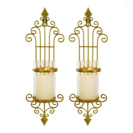 Castiçais 2 pçs suporte de arandela de parede estilo antigo metal dourado decorações de arte para sala de estar banheiro jantar