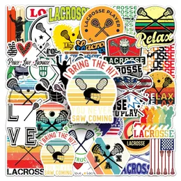 Confezione da 50 adesivi Lacrosse, adesivi in vinile impermeabili, non casuali, per auto, bici, bagagli, laptop, skateboard, scrapbook, bottiglia d'acqua