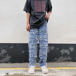 Mens Jeans Grunge Clothes Y2K Fashion Baggy Stacked Pants Men Streetwear Washed Blue Straight Women Denim Trousers Ropa Hombre 230710