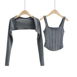 Abiti Sexy Magliette e camicette Delle Donne 2023 di Estate Maglia Canotta Corsetto Delle Donne Top Bianco Crop Top A Coste Carino Nero Magliette e camicette Set Punk vestiti