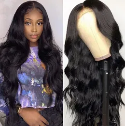 HD koronkowe peruki z przodu Body Wave peruki z ludzkich włosów dla czarnych kobiet wstępnie oskubane z naturalnymi czarnymi włosami Baby Hair