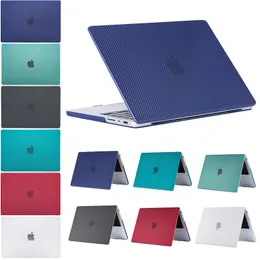 New Matte Carbon Fiber Design Macbook Cases For Air Pro 13 14 16 Inch Frost Hard Front Back Cover Full Body Apple Laptop Shell A1932 A1706 A2442 A2485