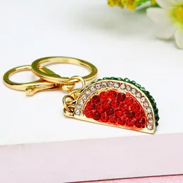 Keychains Full Rhinestone Alloy Key Rings Women Handbag Crystal Watermelon Pendant Creative Chains Gift