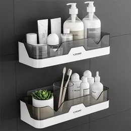 Toothbrush Holders Adhesive Bathroom Shelf Organizer Wall Mounted Shampoo Storage Rack Holder Kitchen Accessories 2 Colors 230710